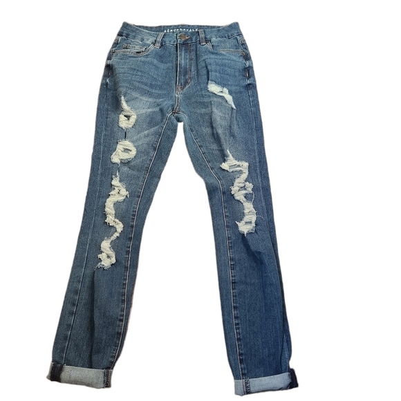 Aeropostale High Rise Curvy distressed frayed jegging blue jeans denimcore - Picture 4 of 11